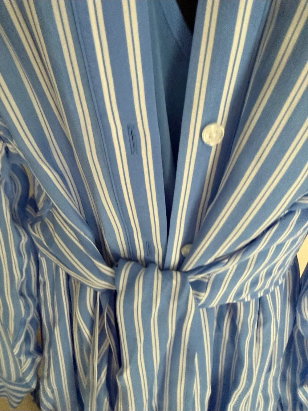 Michael Kors Blue and White Striped Maxi Shirt Dress with Tie Waist - Picture 4 of 7